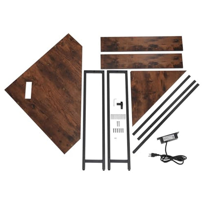 Corner Desk with Outlets, Small Desk for Limited Space, Modern Design with USB Ports and Power Sockets, Easy Assembly, Sturdy Construction for Home Office
