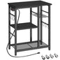 YATINEY Movable Bakers Rack, Microwave Stand with Charging Station, Kitchen Storage Rack with Hooks and Basket, Casters and Adjustable Feet, for Small Space, Kitchen, Dining Room, Black HB04UBB - color: Black