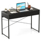 Giantex Computer Desk with 2 Drawers, 44 Inch Home Office Desk with Anti-Toppling Device & Metal Frame, Compact Laptop PC Table, Makeup Vanity Table, Modern Study Writing Desk for Small Spaces (Black) - color: Black