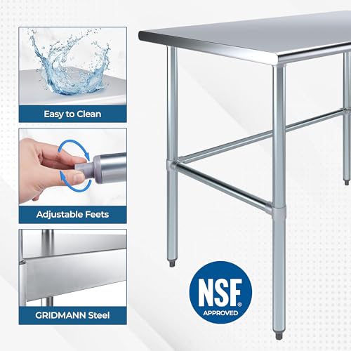 Open Base Stainless Steel Work Table with Galvanized - size: 30"x18"