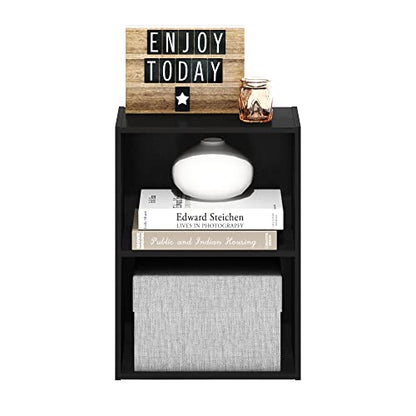 Furinno Luder Bookcase / Book / Storage, Blackwood 2-Tier - color: Blackwood, size: 2-Tier, 9 x 16 x 21