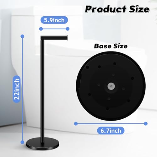 TACGEA Toilet Paper Holder Stand, Bathroom Toilet Paper Roll Holder Stainless Steel Free Standing, Storage for 4 Rolls of Paper, Black Set of 2 - color: 2 Pack Matte Black