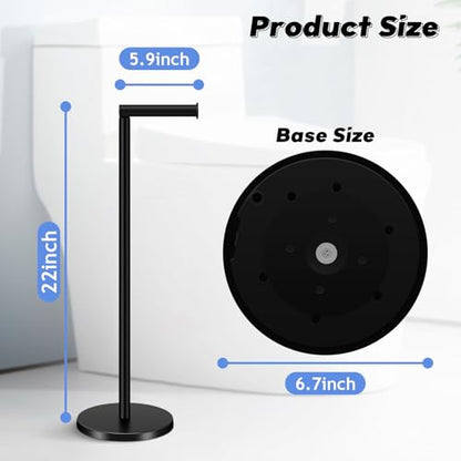 TACGEA Toilet Paper Holder Stand, Bathroom Toilet Paper Roll Holder Stainless Steel Free Standing, Storage for 4 Rolls of Paper, Black Set of 2 - color: 2 Pack Matte Black