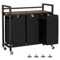 SwaaVee Laundry Sorter, Laundry Hamper 3 Section, 3×11.4Gal, Metal Frame Rolling Laundry Basket with Wooden Top Shelf, Pull out and Removable Laundry Bags, 3 Bags-Black - color: Black