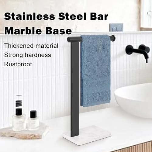 Stainless Steel L-Shaped Hand Towel Holder, SUS304 Bathroom Towel Rack with Thickened Base for Countertop Vanity (Matte Black, Square Base) - color: Matte Black