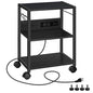 MAHANCRIS Industrial Printer Cart, 3-Tier Mobile Printer Stand, Rolling Cart with Power Outlets and USB Ports, Home Printer Stand with 2 Hooks, for Office, Living Room, Black PTHB40E01 - color: Black
