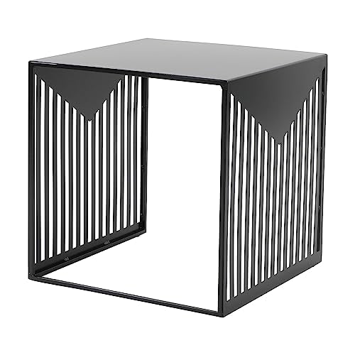 LeisureMod Mid-Century Design Square Side/End Table, Steel Powder Coated Finish, Perfect for Modern and Contemporary Living Space, Black - color: Black