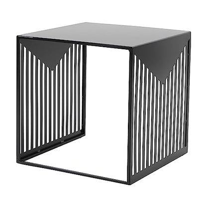 LeisureMod Mid-Century Design Square Side/End Table, Steel Powder Coated Finish, Perfect for Modern and Contemporary Living Space, Black - color: Black