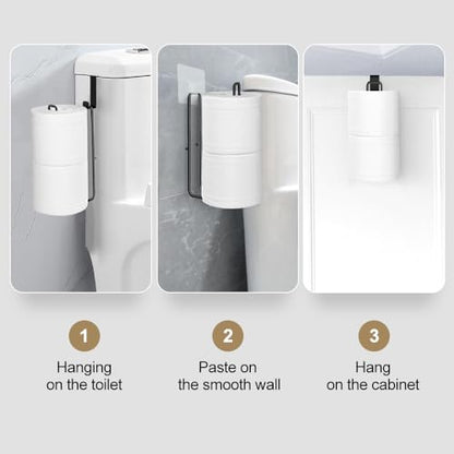Black Bathroom Toilet Paper Roll Holder for 2 Roll Tissue, Brushed Nickel,Over The Tank Toilet Paper Holder,Self Adhesive Wall Mount,Stainless Steel Toilet Paper Holder Storage 2pcs - color: H:hold 2 Rolls Tissue(2pcs,black)