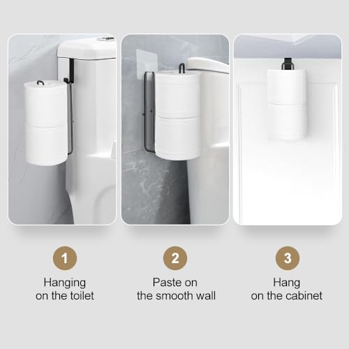 Over The Tank Toilet Paper Holder,Bathroom Toilet Paper Roll Holder for 2 Roll Tissue Brushed Nickel,Self Adhesive Toilet Paper Holder Storage Wall Mount,Stainless Steel Toliet Paper Holder（1 Pcs） - color: G:hold 2 Rolls Tissue(1pcs,black)