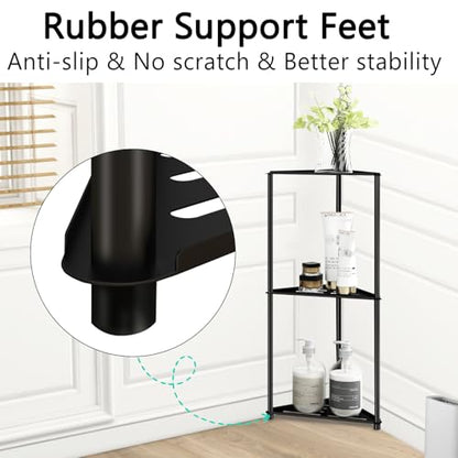 Standing Shower Caddy Corner, 3 Tier Stainless Steel Shower Organizer Stand, Rustproof Corner Shower Shelves, Corner Shower Caddy Bathroom Shower Stand, Black - size: 3 Tier