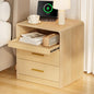 20” Wide Modern Nightstand with Charging Station,2 Drawer End Table with Pull-Out Shelf,Curved Profile Design,Wood Side Table for Bedroom
