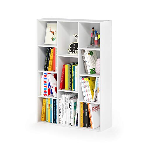 Furinno LUDER Book Shelf, 11-Cube Bookshelf, Reversible Bookcase, 9.4 x 29.1 x 41.7, Easy Assembly, for Living Room, Bedroom, Home Office, White - color: White, size: 11-Cube