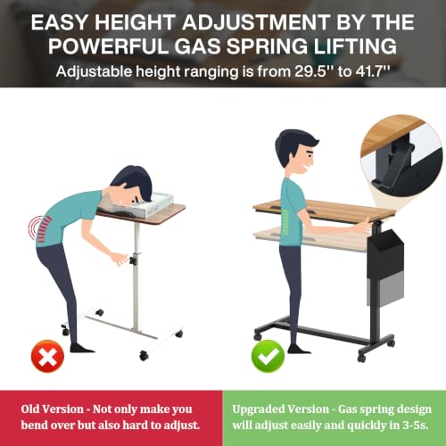 Tribesigns Height Adjustable C-Shaped Table with Wheels, Mobile Couch Side Table with with Tiltable Drawing Board, Portable Sofa Bedside Laptop Stand C Shaped Desks for Living Room, Bedroom