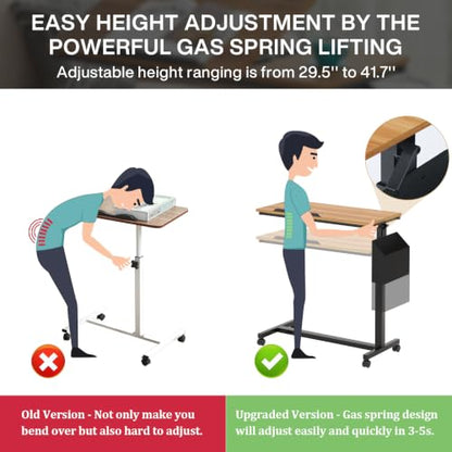 Tribesigns Height Adjustable C-Shaped Table with Wheels, Mobile Couch Side Table with with Tiltable Drawing Board, Portable Sofa Bedside Laptop Stand C Shaped Desks for Living Room, Bedroom