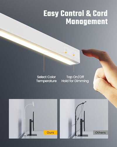 SUPERDANNY LED Desk Lamp for Home Office, Eye-Caring Desk Light with Adjustable Gooseneck, 12W Touch Control Dimmable Brightness, Architect Clamp Lamp with USB Adapter, White - color: White, size: Desk Clamp