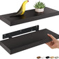 Ballucci Floating Shelves, 2-Pack 16" Wood Wall Shelf Set with Invisible Brackets for Bathroom, Living Room, Bedroom, Kitchen, Nursery, 6" Deep, Black - color: Black, size: 15.8 in (1.5)