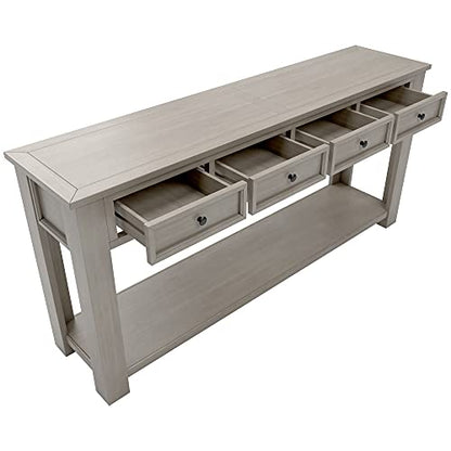 LKTART Solid Pine Console Table with Drawers,Long Sofa Table Entryway Table | 63" Entryway Table with Drawers & Open Shelf,Farmhouse Console Table，Entry Table for Hallway,Foyer or Behind Sofa,Gray Wash - color: Gray Wash