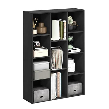 Furinno LUDER Book Shelf, 11-Cube Bookshelf, Reversible Bookcase with Open Shelves, 9.4 x 29.1 x 41.7, Easy Assembly, for Living Room, Bedroom, Home Office, Darkwood - color: Darkwood, size: 11-Cube, 9.4 x 29.1 x 41.7