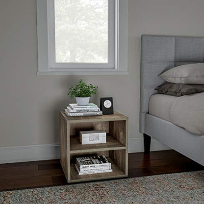 Stackable Cube End Table - Contemporary Minimalist Modular Accent Piece with 2 Shelves for Bedroom, Living Room, or Office by Lavish Home (Gray)