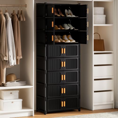 9-Tier Shoe Cabinet, 36-Pair Storage for Entryway | Adjustable Shelves, Waterproof PP, Easy To Clean - size: 9-Tier