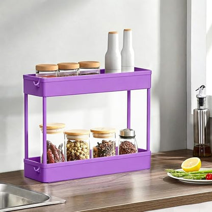 SPACELEAD Slim Storage Cart 3 Tier,Bathroom Organizer Rolling Utility,Mobile Shelving Unit Slide Out for Office, Kitchen, Laundry Room & Narrow Places,Purple - color: Purple