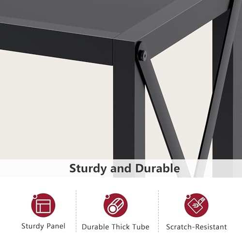 Console Table 41.8", 2 Tier Narrow Entryway Table with Shelves | Black Sofa Table with Stable X-Frame, Behind The Couch, for Entryway, Hallway, Entrance, Living Room, Foyer, Office, Black - color: Black