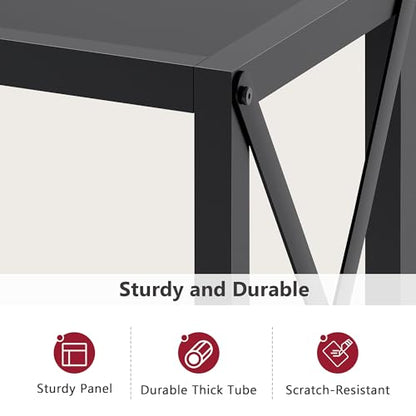 Console Table 41.8", 2 Tier Narrow Entryway Table with Shelves | Black Sofa Table with Stable X-Frame, Behind The Couch, for Entryway, Hallway, Entrance, Living Room, Foyer, Office, Black - color: Black