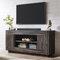OKD Modern 70" TV Stand, Entertainment Center for TVs Up to 80", Media Console with Large Open Storage & Side Cabinets, Thick Wood Design for Living Room, Dark Rustic Oak - color: Dark Rustic Oak