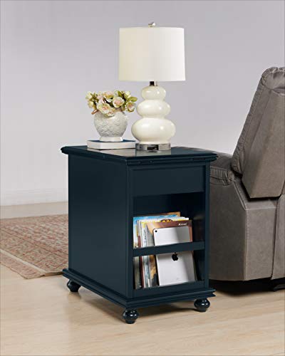 Martin Svensson Home Elegant Chairside End Table with Power — 24″W x 16″D x 25″H, Catalina Blue — Transitional Painted Accent Table with Flip-Top USB Charging, Drawer & Cabinet Storage - color: Catalina Blue
