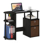 Furinno JAYA Desk, 38.4" Wide Gaming Desk with Bin Drawers, Computer Desk with Side Shelf, Office Desk for Study, Home Office, Bedroom, Dorm, Study Room, Espresso - color: Espresso