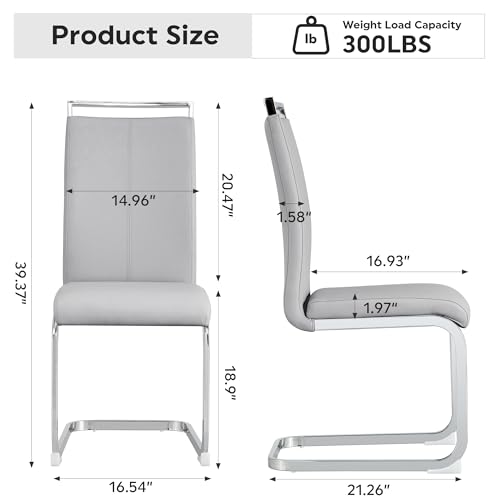 Baysitone Modern Dining Chairs Set of 2, Side & Kitchen Chairs with Faux Leather Padded Seat, High Back, for Dining, Kitchen, Living Room - Light Grey - color: Light Grey, size: Set of 2