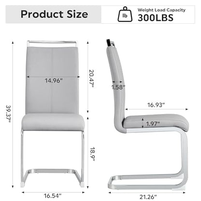 Baysitone Modern Dining Chairs Set of 2, Side & Kitchen Chairs with Faux Leather Padded Seat, High Back, for Dining, Kitchen, Living Room - Light Grey - color: Light Grey, size: Set of 2