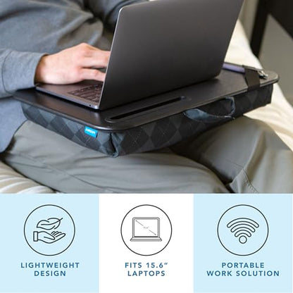 LAPGEAR Designer Lap Desk – Gray Argyle, 2-Pack with Storage Basket - color: Gray Argyle, size: 2-Pack + Basket