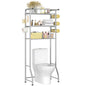 Simple Trending 3 Tier Over The Toilet Rack, Shelf Bathroom, Bathroom Stand Organizer Space Saver, Silver - color: Silver With Towel Rack
