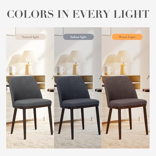 COLAMY Upholstered Dining Chairs Set of 2, Modern Kitchen Chairs with Back, Fabric Side Chair with Wood Legs for Dining Room Restaurant, Light Grey - color: Light Grey, size: Set of 2