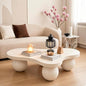 46" Cloud Coffee Table with 3 Ball Legs, Modern Irregular Center Table for Living Room, Low Cute Small MDF Tea Table for Bedroom, Space Apartment Cream White - color: Cloud-46"cream White