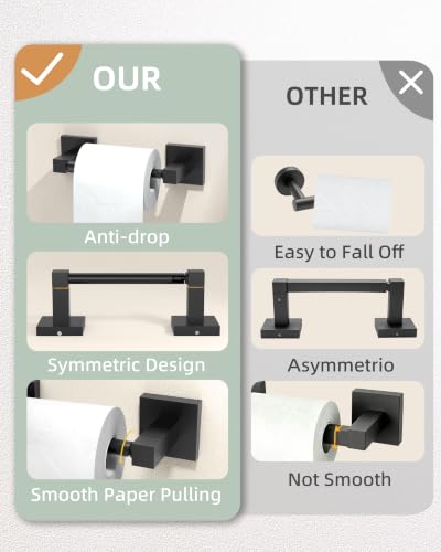 Ruacq Toilet Paper Holder Matte Black Double Post Pivoting Square Tissue Holders Roll Holder Hangers Toilet Paper Modern Wall Mounted, Commercial Bathroom Toilet Paper Roll Holder - color: Matte Black, size: Square