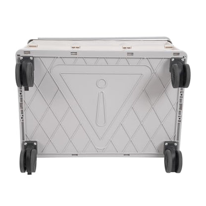 Foldable Rolling Cart, 55L Portable Organizer C-Art with 4 Wheels, 20.5x14.2x11.4in Freestanding Foldable Organizer Rolling Cart with Handles, Practical Top Cover, Grooves (Grey) - color: Gray