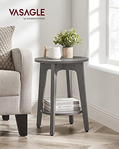 VASAGLE MAEZO Collection - Side Table, 2-Tier Small Round End Table, Nightstand with Tapered Legs, Curved Transitions, for Small Spaces, Living Room, Bedroom, Smoky Gray ULET283T68 - color: Smoky Gray, size: 1 pack