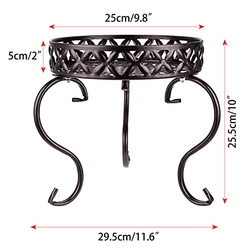 OwnMy Metal Round Plant Stand Indoor Outdoor Flower Pot Holder, Heavy Duty Iron Plant Stand Display Potted Rack for Home, Garden, Patio, Dark Brown - color: Dark Brown