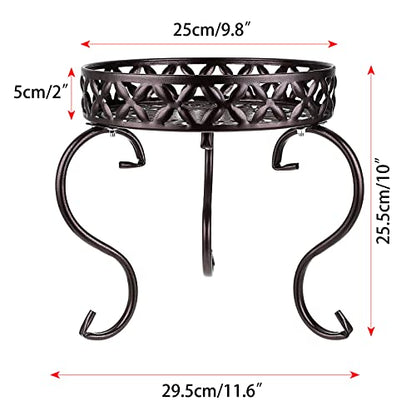 OwnMy Metal Round Plant Stand Indoor Outdoor Flower Pot Holder, Heavy Duty Iron Plant Stand Display Potted Rack for Home, Garden, Patio, Dark Brown - color: Dark Brown