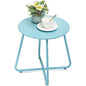 danpinera Outdoor Side Tables with Flower Cut Outs, Weather Resistant Steel Patio Side Table, Small Round Outdoor End Table Metal Side Table for Patio Yard Balcony Garden Blue - color: Blue