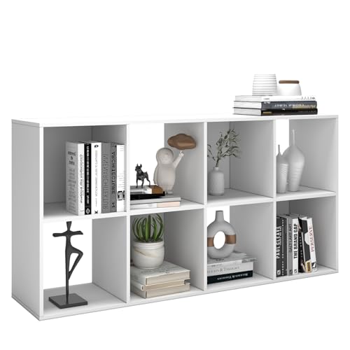 8 Cube Shelf with Anti-Tipping Kits + Reversible Open Back Bookcase, Multi Layer and Multi Grid Partition Layout (White 11in) | 2026, Anti-Tipping Kits, Reversible Open Back, Multi Layer Multi Grid Partition - color: White, size: 8 Cube 11in