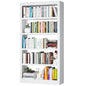 VASAAOSD Metal Bookshelf - Adjustable White Bookcase, 5 Tier Book Shelf | Heavy Duty Sturdy Book Case, Modern Bookshelves and Bookcases for Home Office, Living Room, Bedroom, Library(69" H) - color: White, size: 69" H