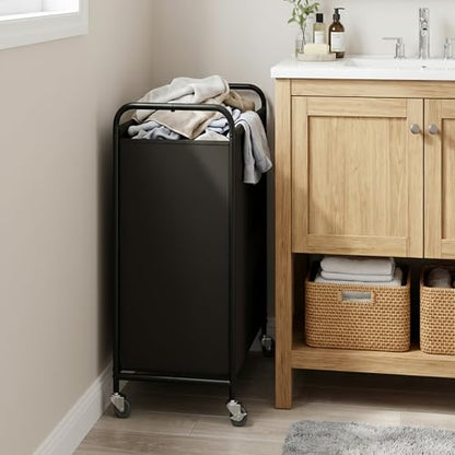 GRANNY SAYS 110L Laundry Hamper, Large Laundry Basket with Wheels and Handles, Durable and Sturdy Rolling Cart for Laundry Room, Bathroom, Bedroom, Black - color: Black, size: 110L