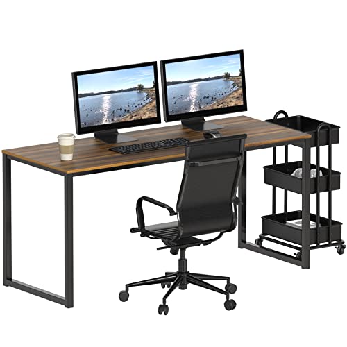 SHW Mission 55-Inch Home Office Computer Desk, Walnut - color: Walnut, size: 55-Inch