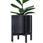 D'vine Dev Plastic Pot with Ebony Wood Stand, Black, 12 in, 55-C-Q-2 | Mid-Century Inspired Design, Elevated Plant Display, Clean Lines, Sturdy Support, Modern Space-Saving Style - color: Matte Black Pot + Ebony Stand, size: 12 Inch