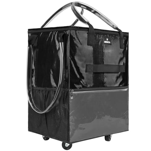 Large Reusable Grocery Bag On 5 Wheels, 130L Foldable Rolling Tote Bag | Rolling Shopping Cart Bag with 3 Handles & Multiple Pockets, Zippered Closure for Laundry Moving Travel Camping, Black - color: Black, size: Large