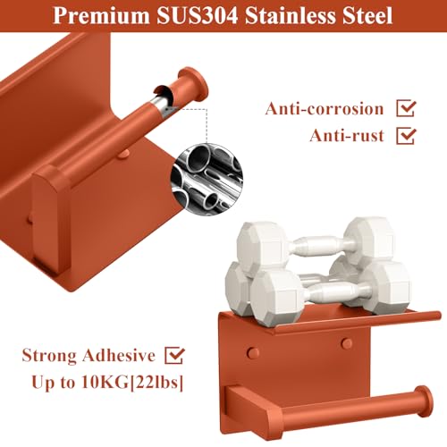 Toilet Paper Holder with Shelf Wall Mounted Toilet Paper Roll Dispenser | Heavy Duty Stainless Steel Crimson - color: N-crimson